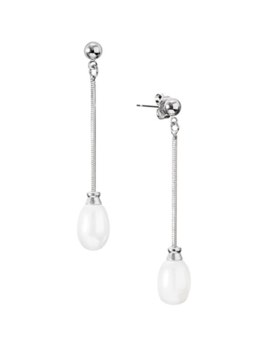 Aretes de gota con acabado brillante perla