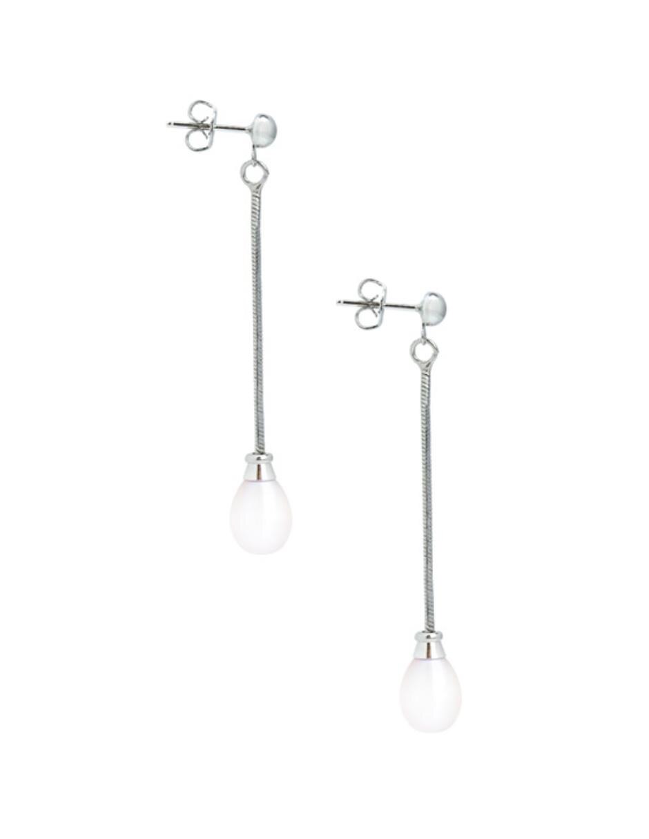 Aretes de gota con acabado brillante perla 2