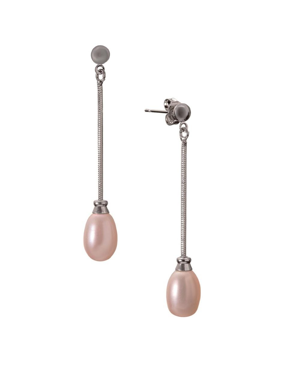 Aretes de gota con acabado brillante perla