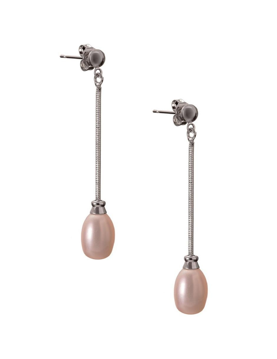Aretes de gota con acabado brillante perla 2