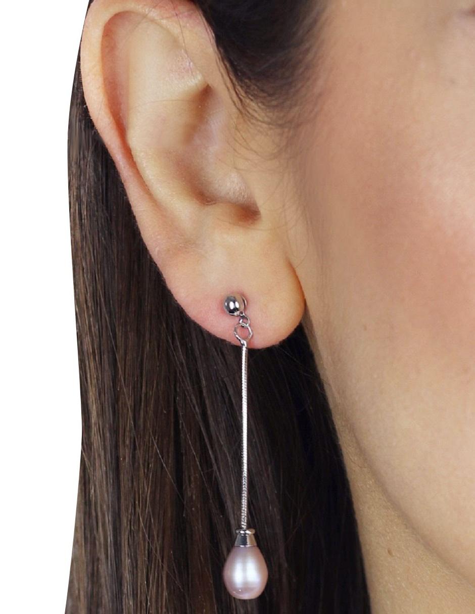 Aretes de gota con acabado brillante perla 3