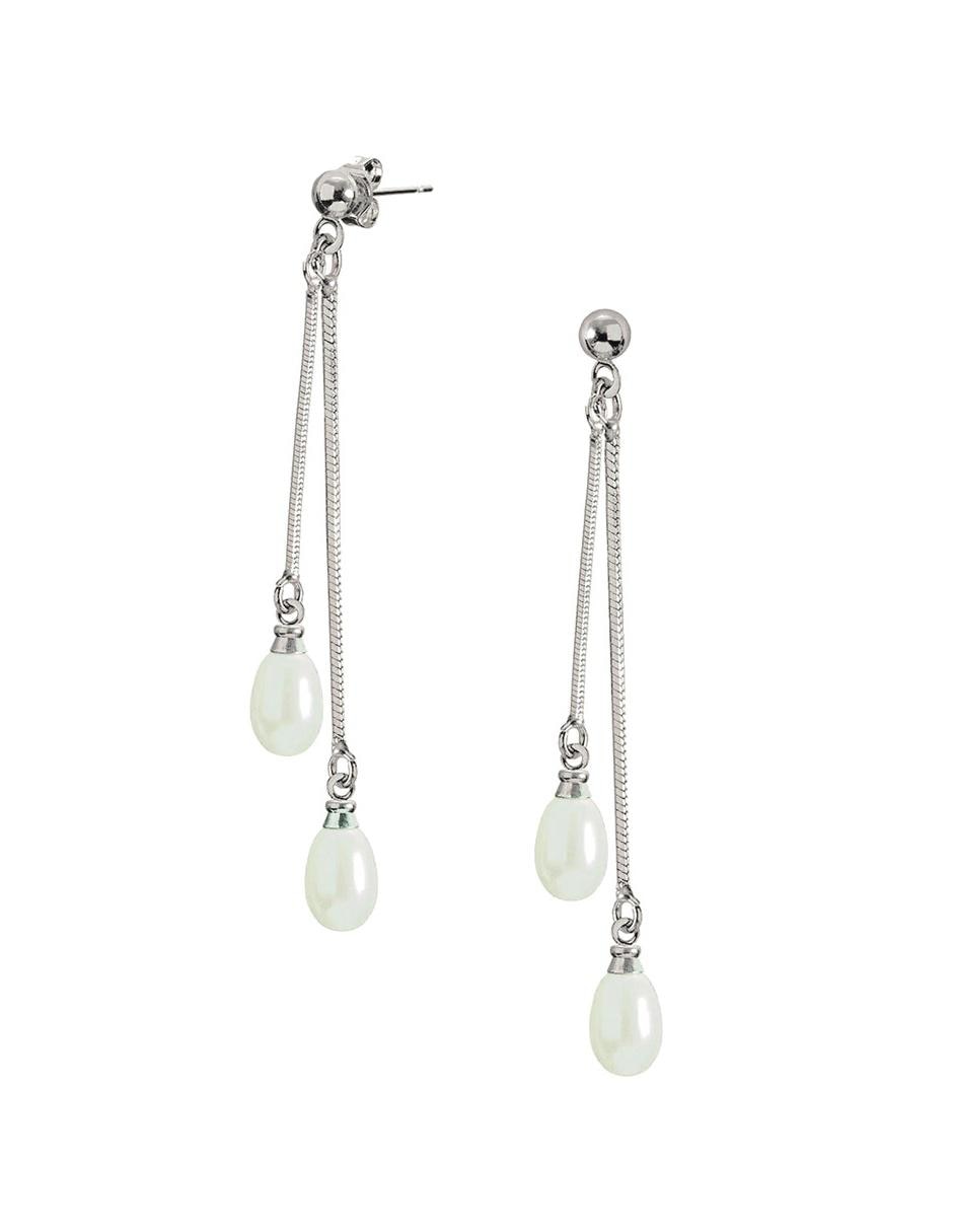 Aretes de gota con acabado brillante perla