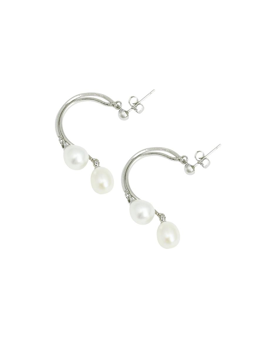 Aretes de gota con acabado brillante perla 2