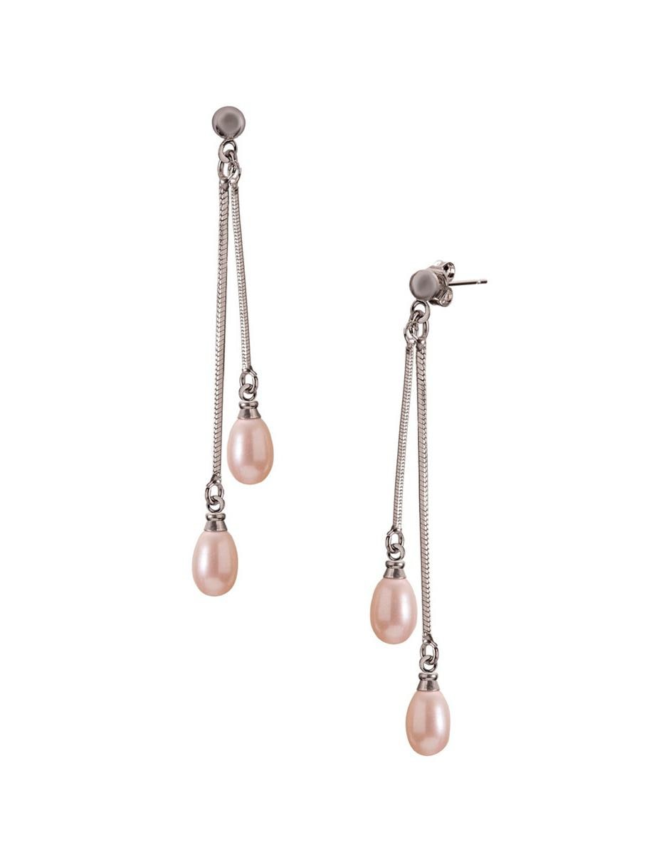 Aretes de gota con acabado brillante perla