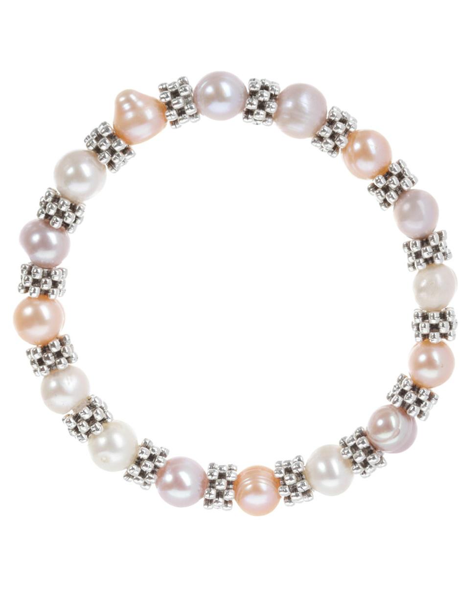 Brazalete con perla acabado baño de rodio Brazalete con perla acabado baño de rodio