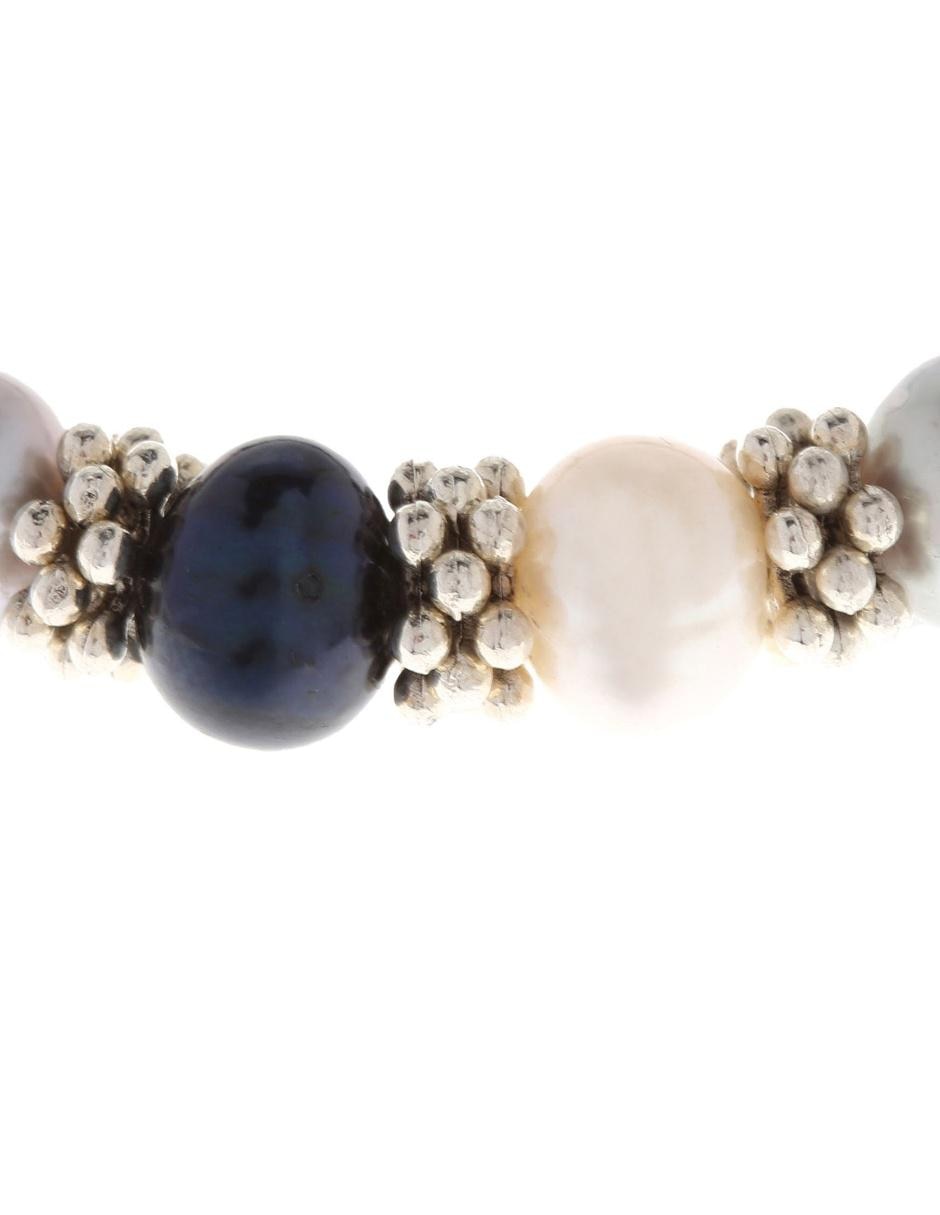 Brazalete con perla con acabado baño rodio 2