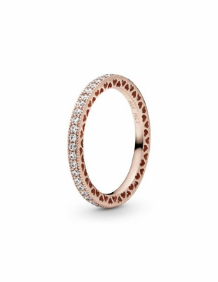 Anillo Signature de plata P 925 zirconia cúbica con acabado baño de oro rosa Anillo Signature de plata P 925 zirconia cúbica con acabado baño de oro rosa