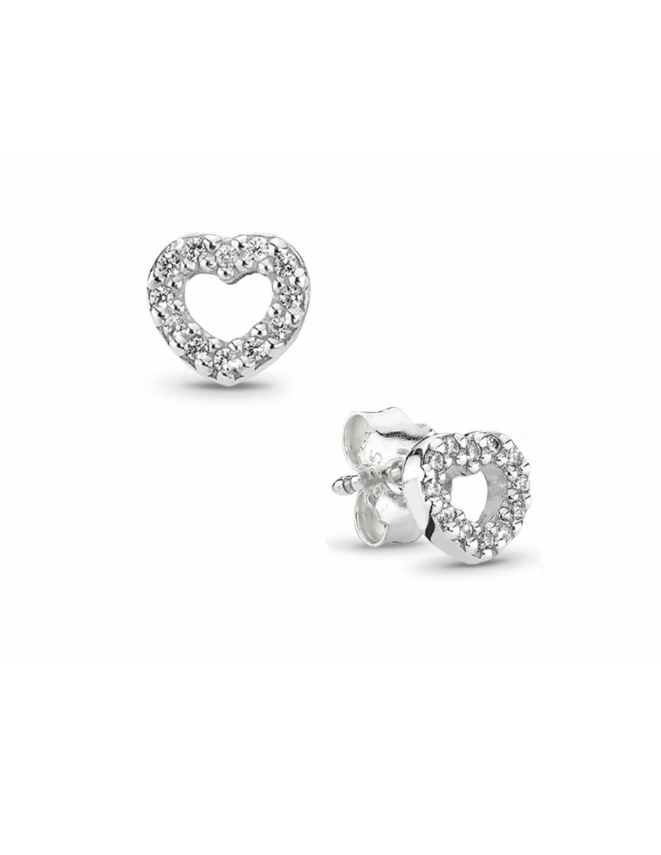 Aretes Pandora de plata P 925 con acabado brillante circonita