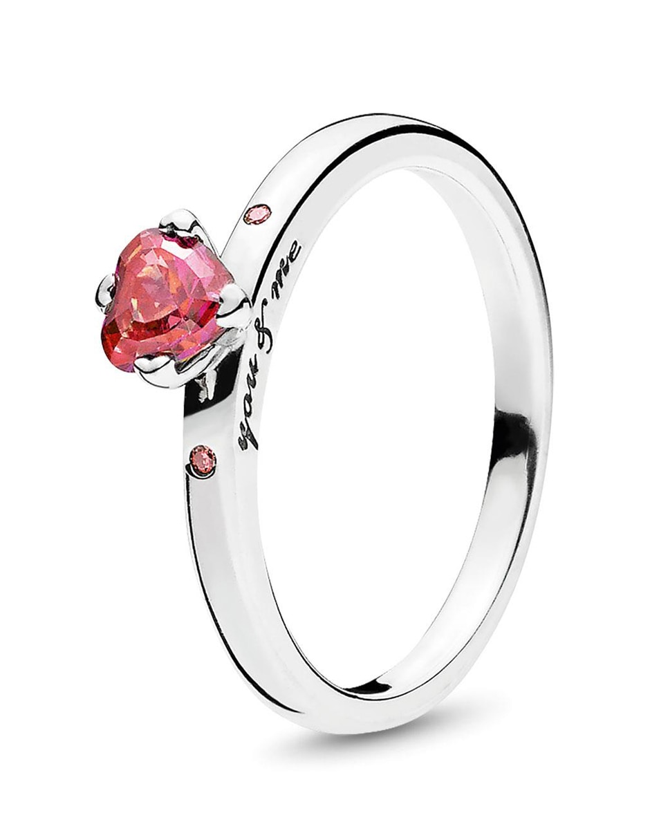 Anillo multi gemas de corazón P 925 de plata zirconia cúbica pavé