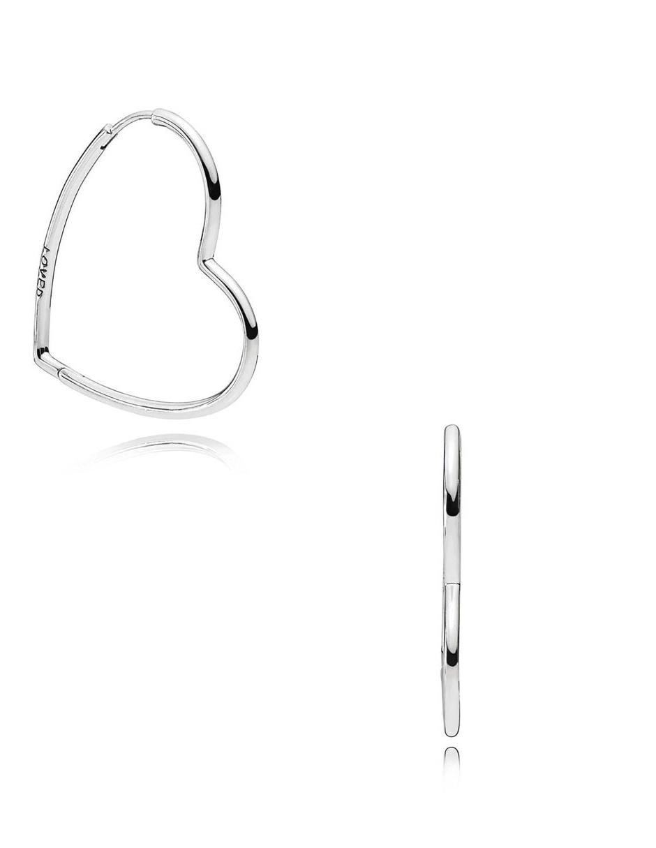 Aretes de aro de plata con acabado brillante