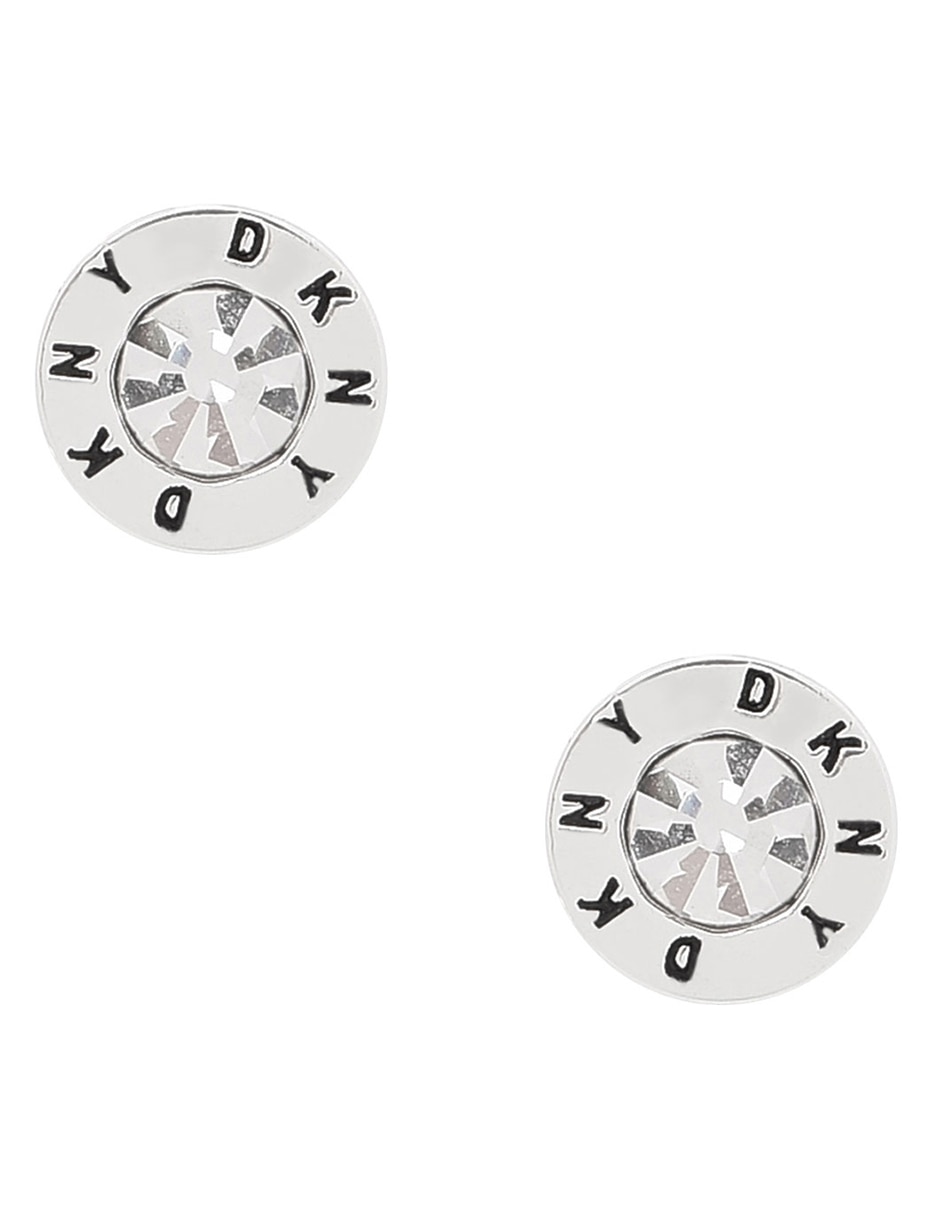 Aretes cortos circulares con acabado brillante cristal