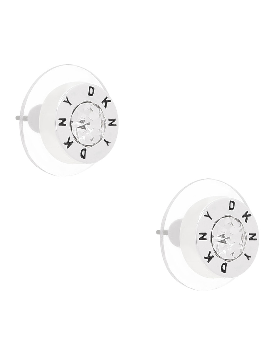Aretes cortos circulares con acabado brillante cristal 2