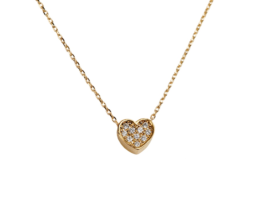 Aretes y collar de corazón Melody 14 k zirconia cúbica 3