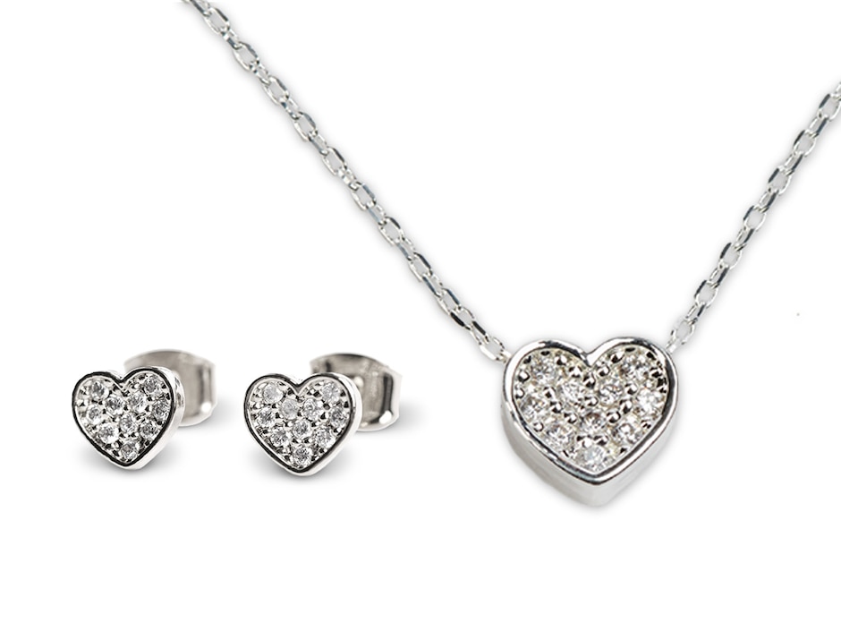 Aretes y collar de corazón Melody zirconia cúbica
