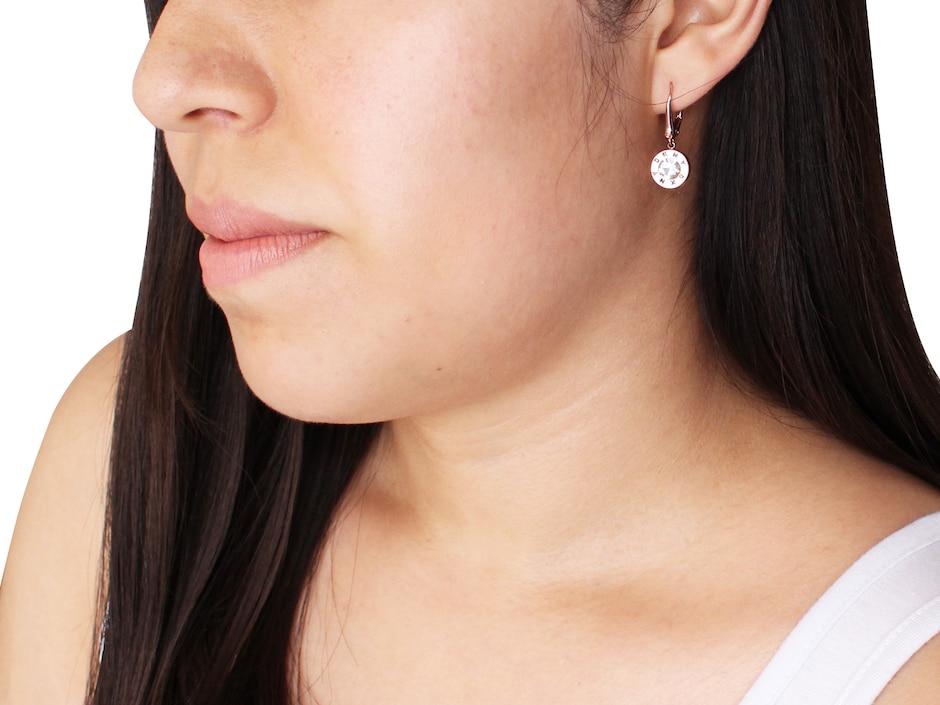 Aretes largos de acero con acabado pavé cristal 2