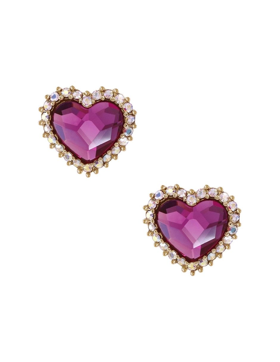 Aretes de corazón con acabado pavé cristal
