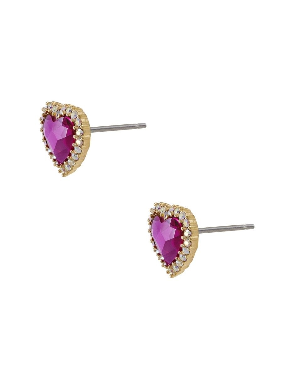 Aretes de corazón con acabado pavé cristal