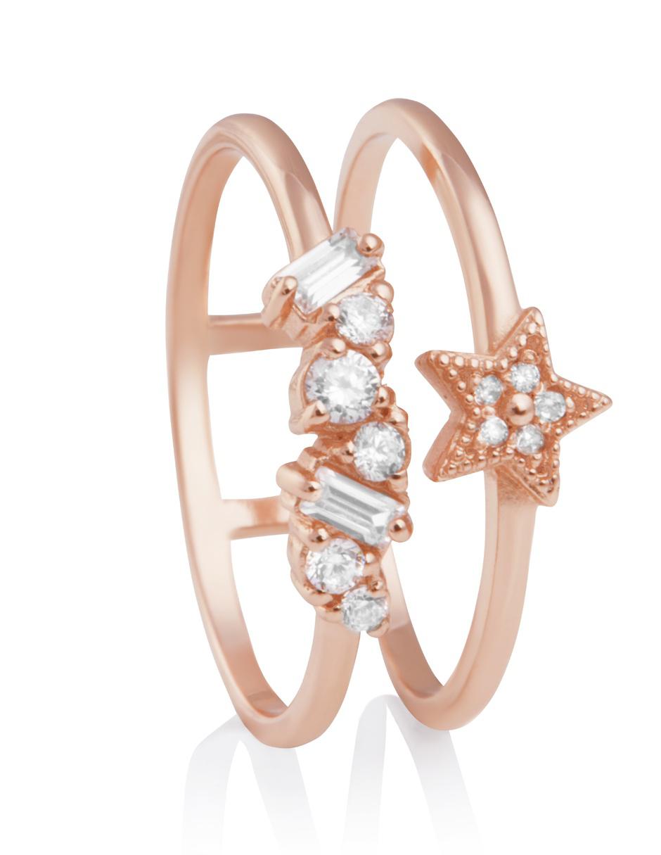 Anillo de estrella baño de oro rosa 3