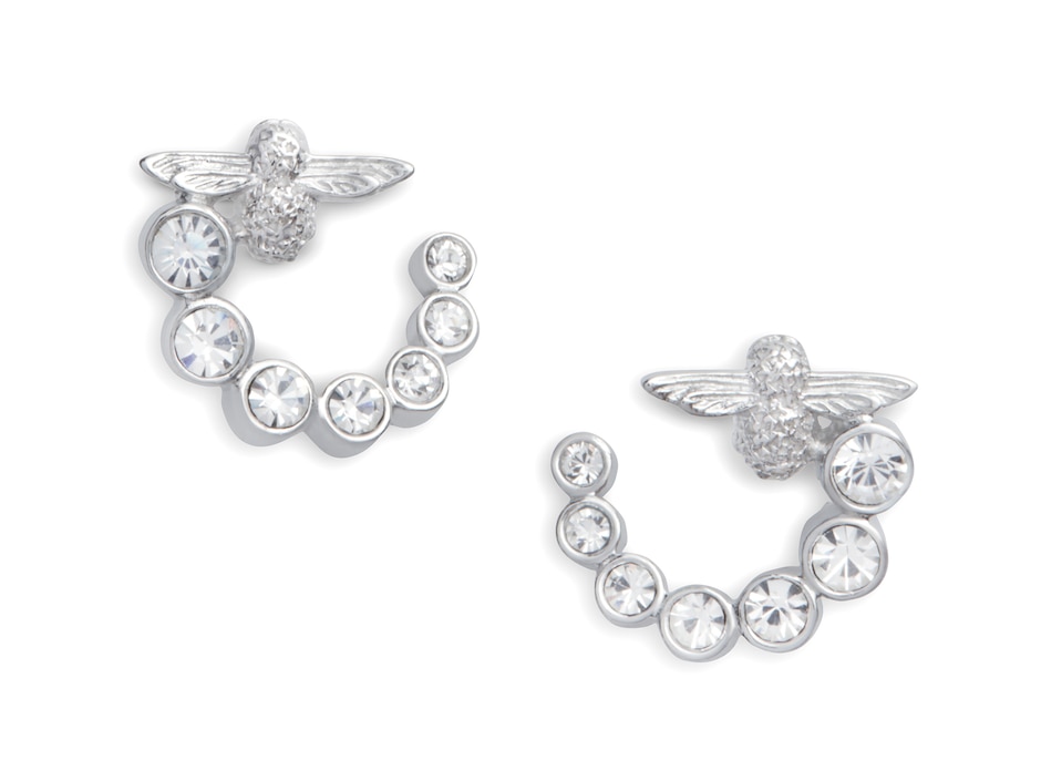 Arracadas de abeja de plata con acabado plateado cristal