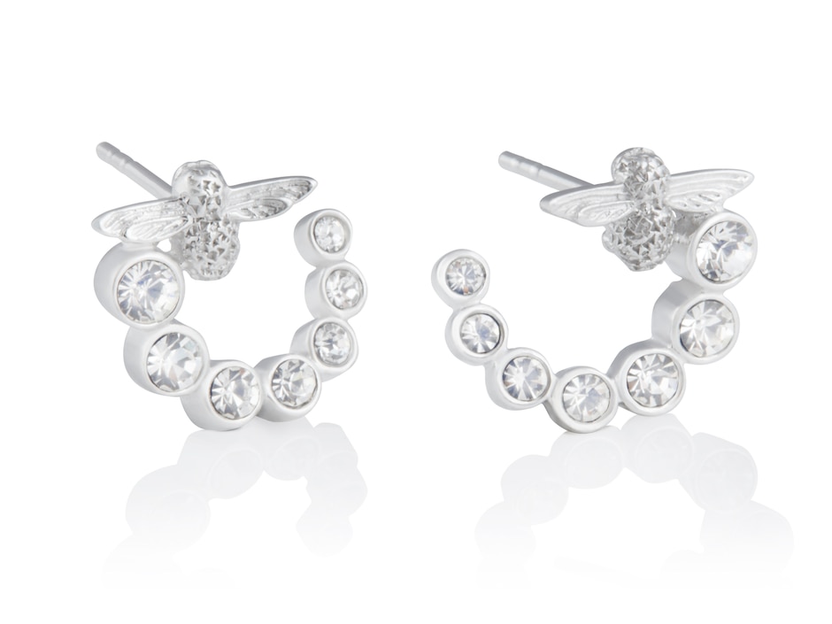 Arracadas de abeja de plata con acabado plateado cristal 2