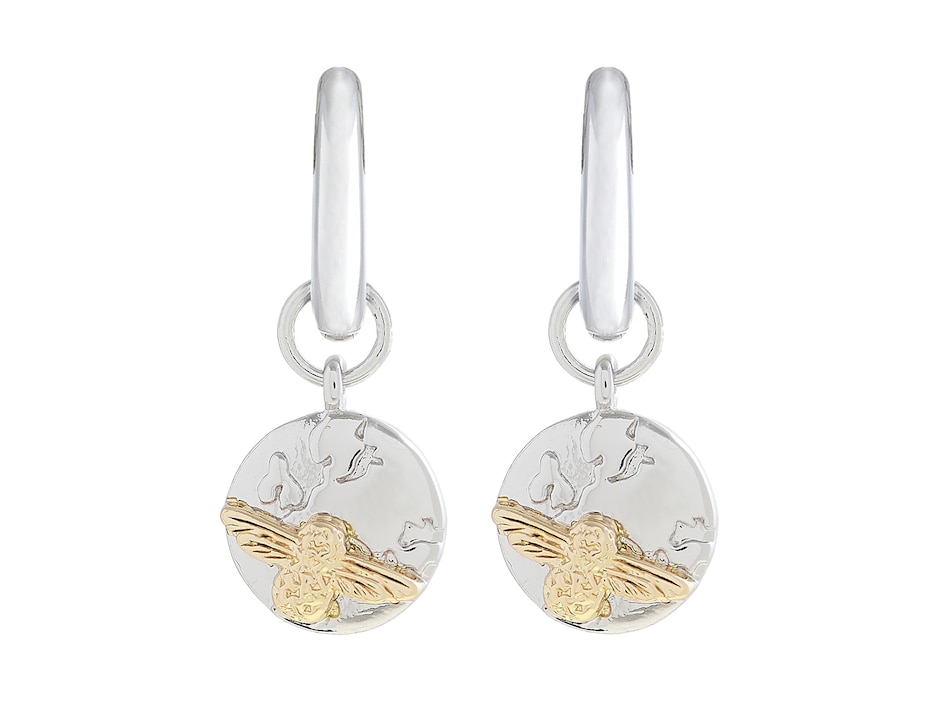 Aretes de abeja de plata con acabado plateado cristal