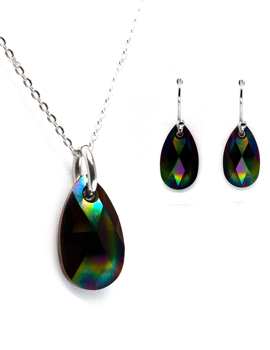 Aretes y collar p 925 cristal Aretes y collar p 925 cristal