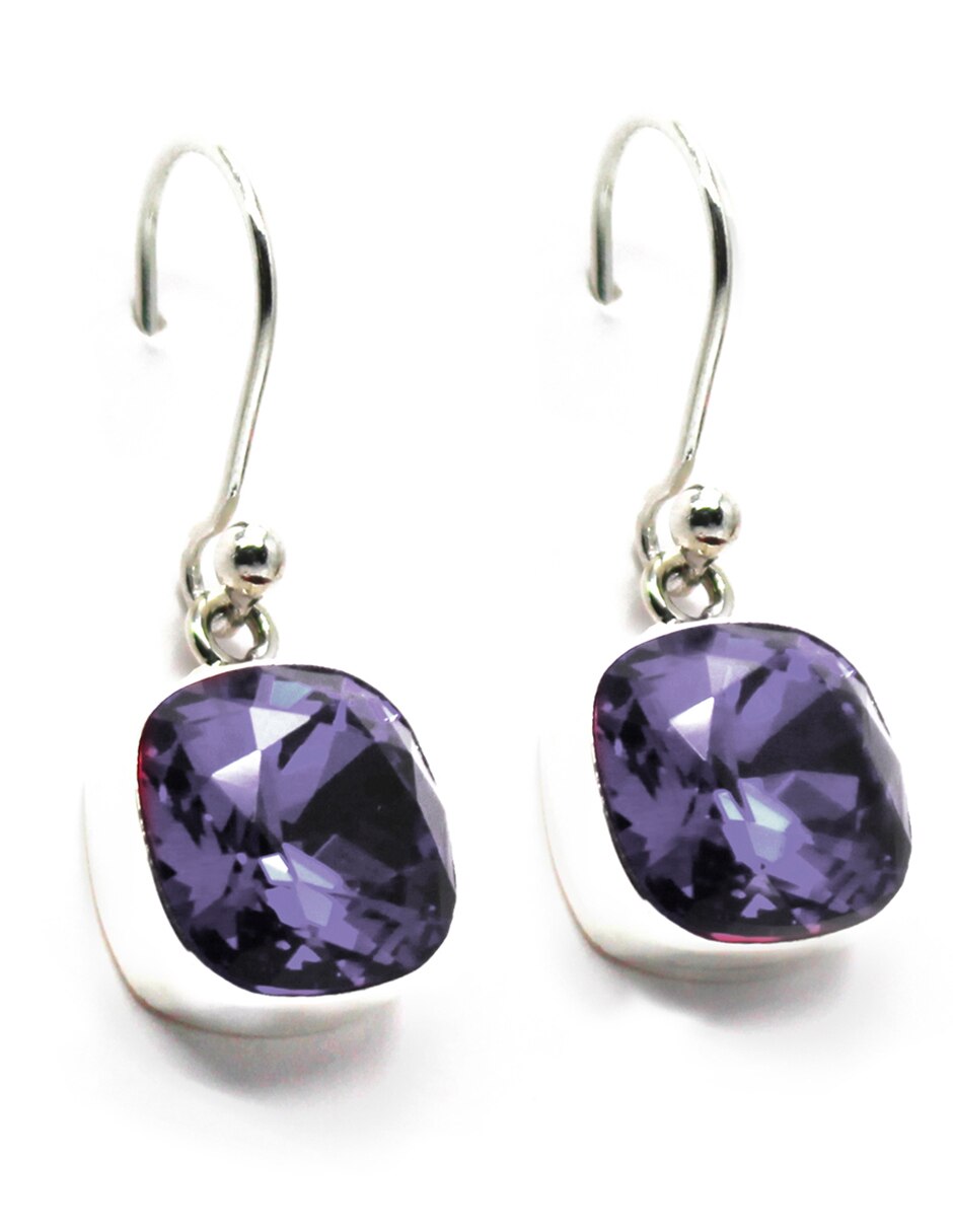 Aretes de plata con acabado brillante cristal 3