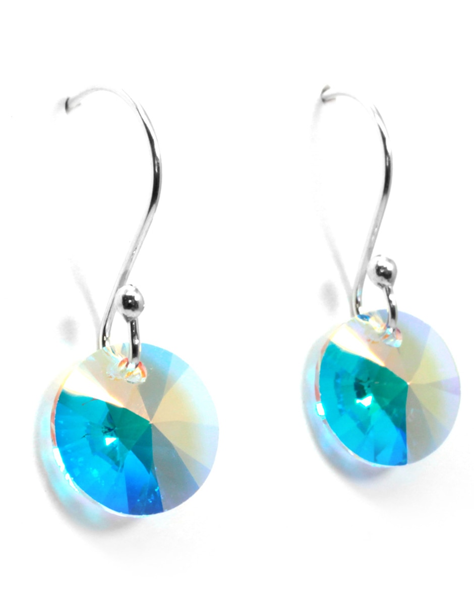Aretes de plata con acabado brillante cristal 2