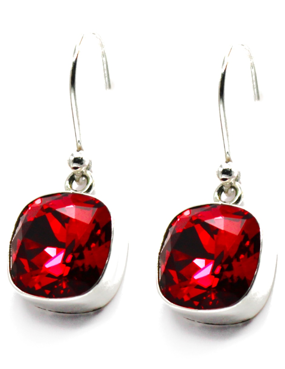 Aretes de plata con acabado brillante cristal 2