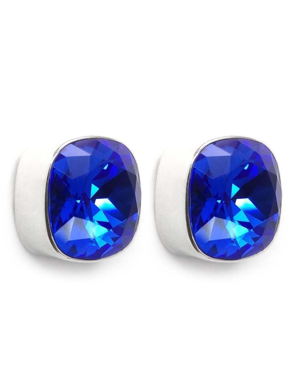 Broqueles de plata con acabado pavé cristal