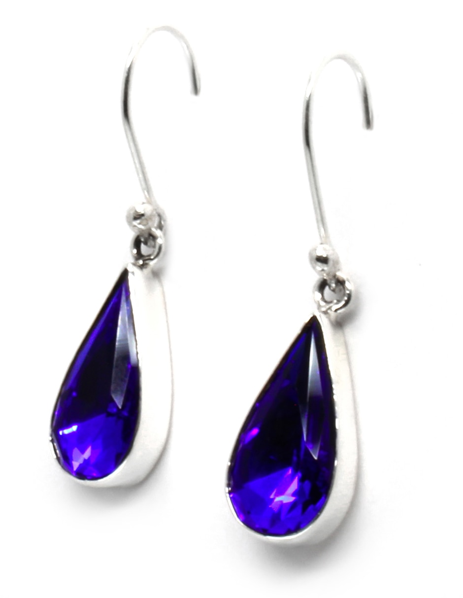 Aretes de gota de plata con acabado pavé cristal 2
