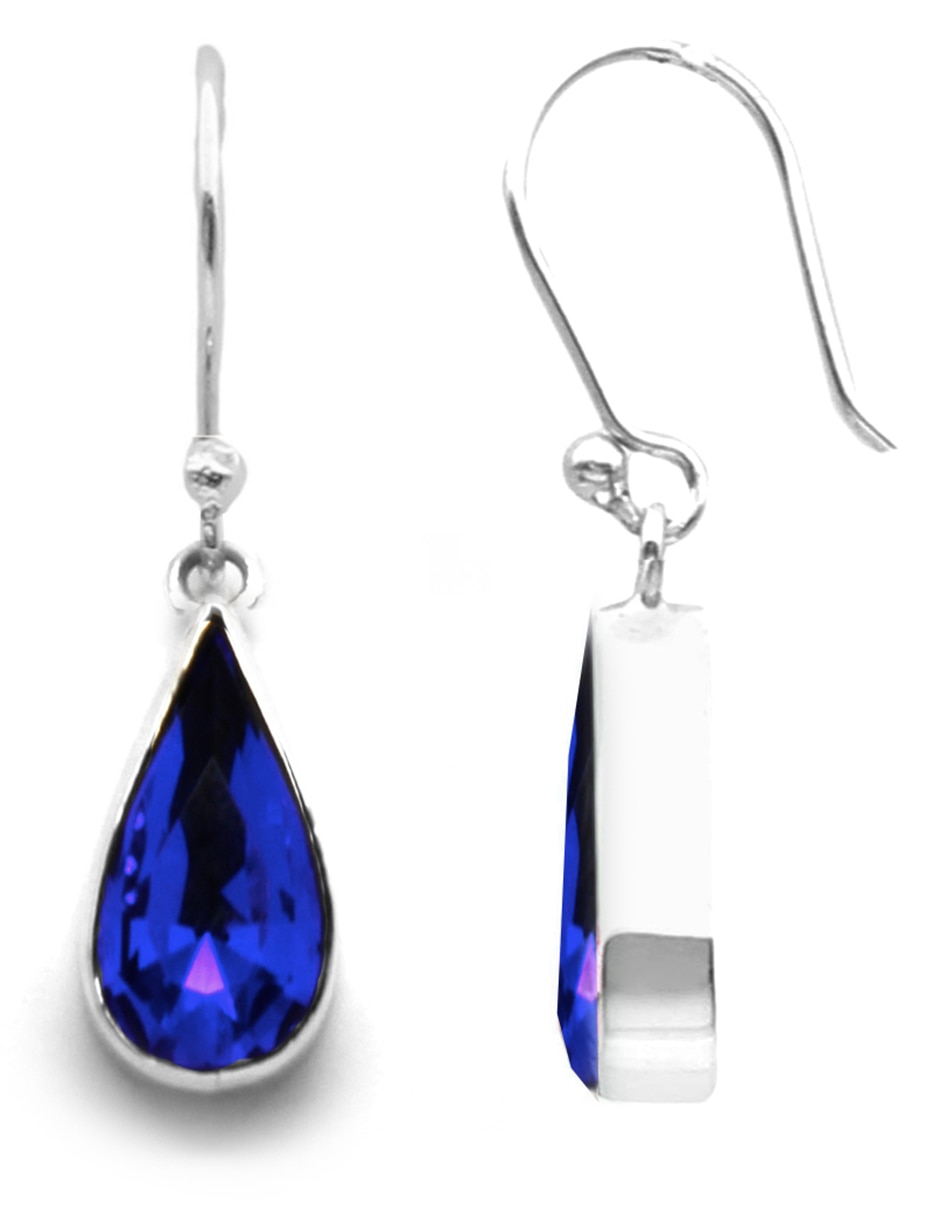 Aretes de gota de plata con acabado pavé cristal 3