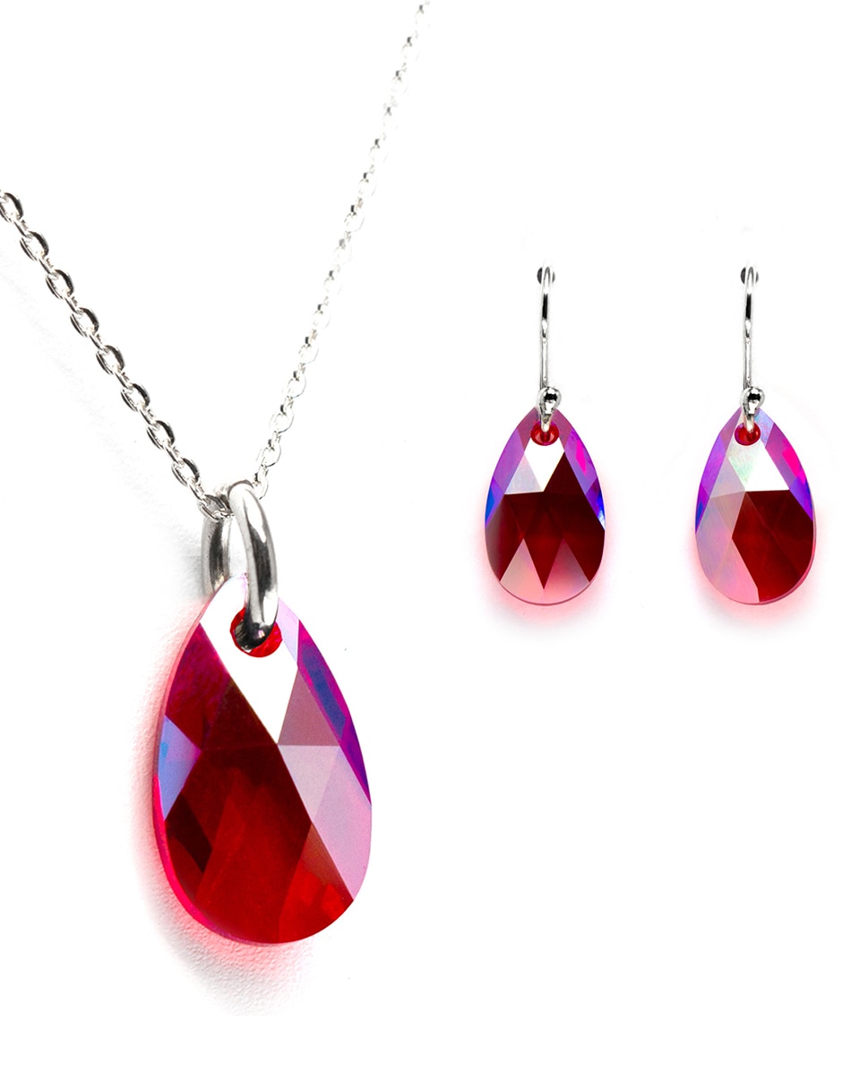 Aretes y collar p 925 cristal Aretes y collar p 925 cristal
