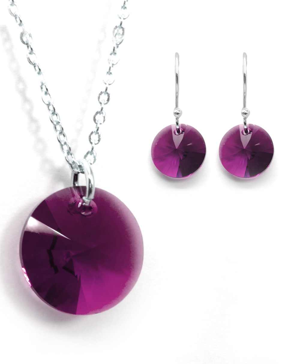 Aretes y collar p 925 cristal