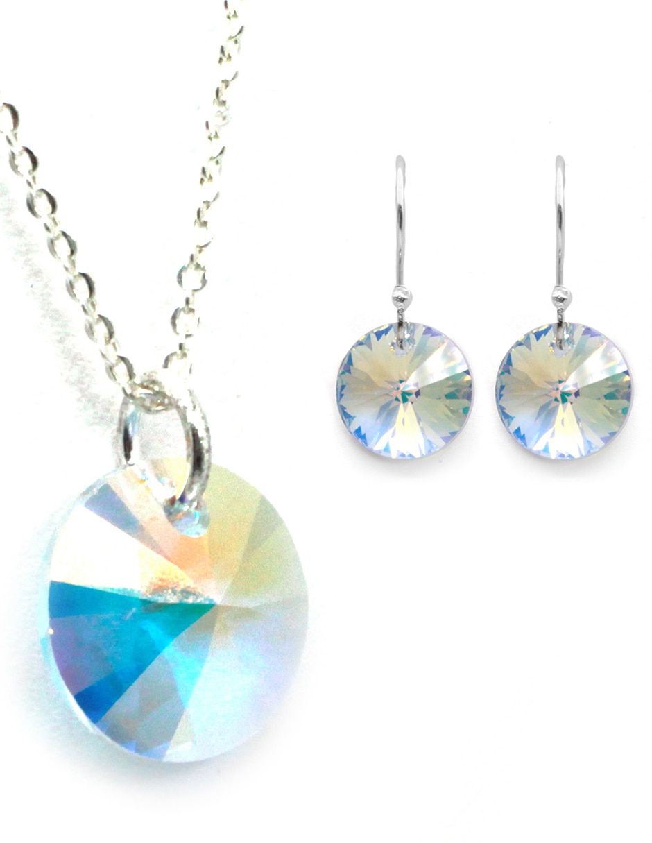 Aretes y collar p 925 cristal Aretes y collar p 925 cristal