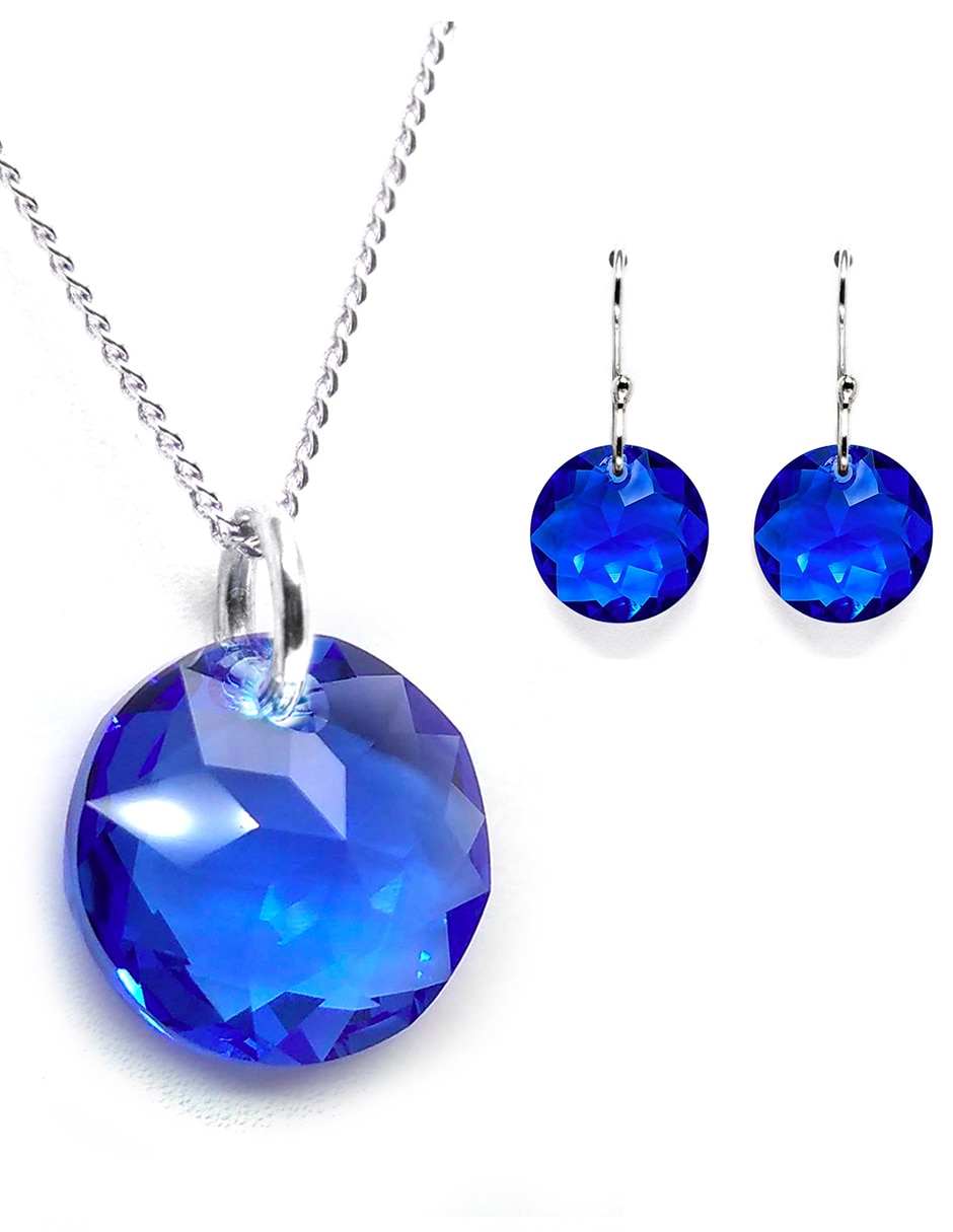 Aretes y collar p 925 cristal