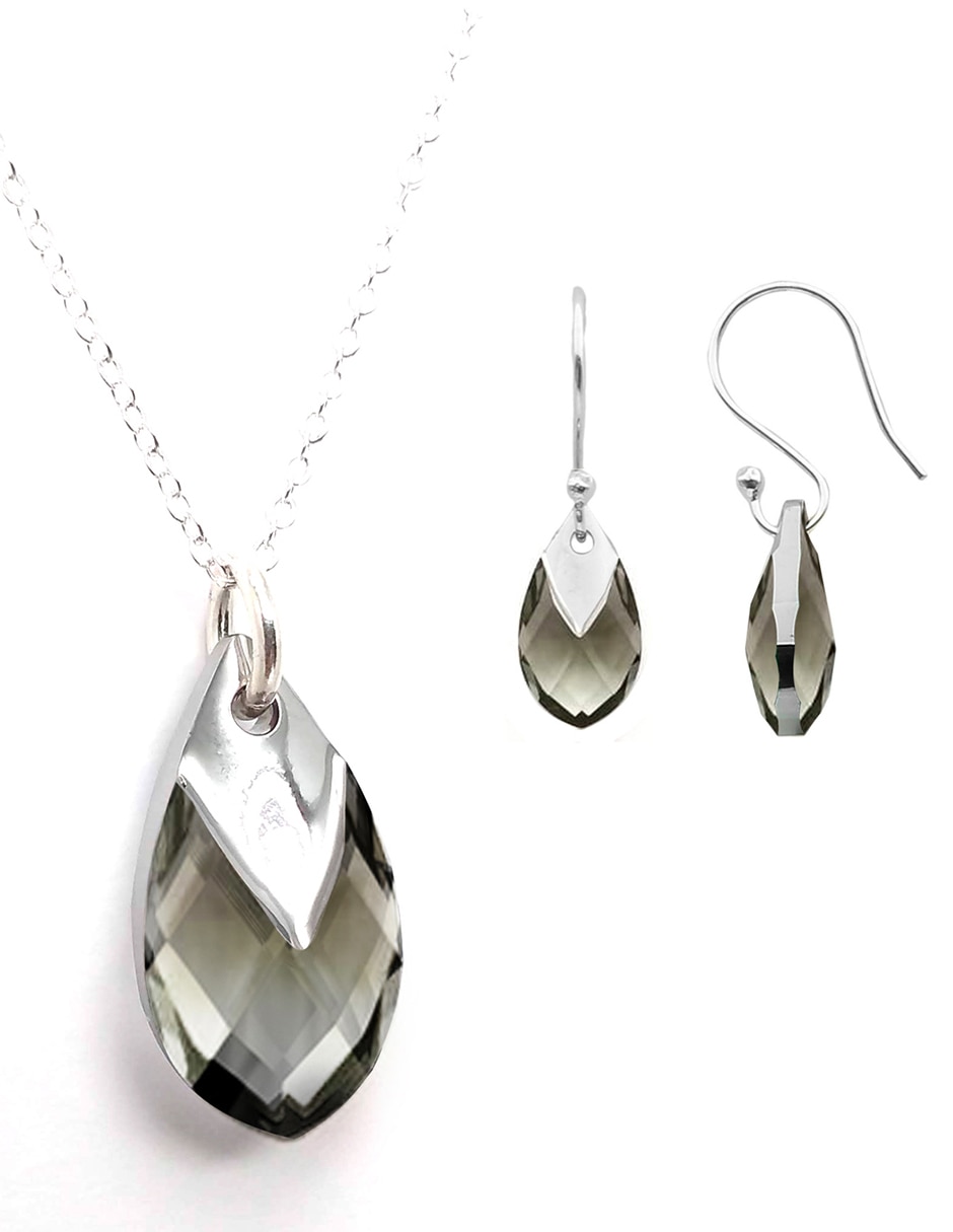 Aretes y collar p 925 cristal