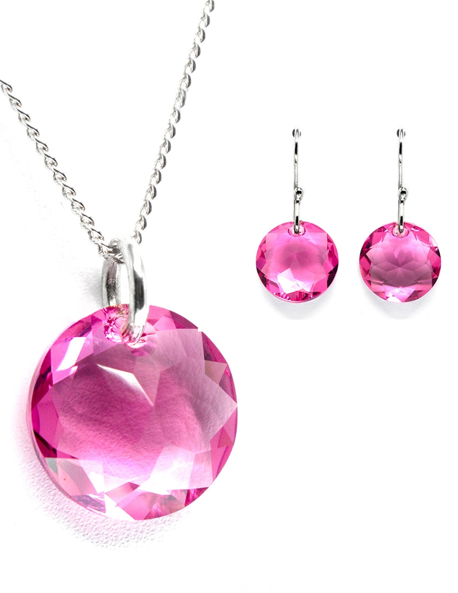 Aretes y collar p 925 cristal