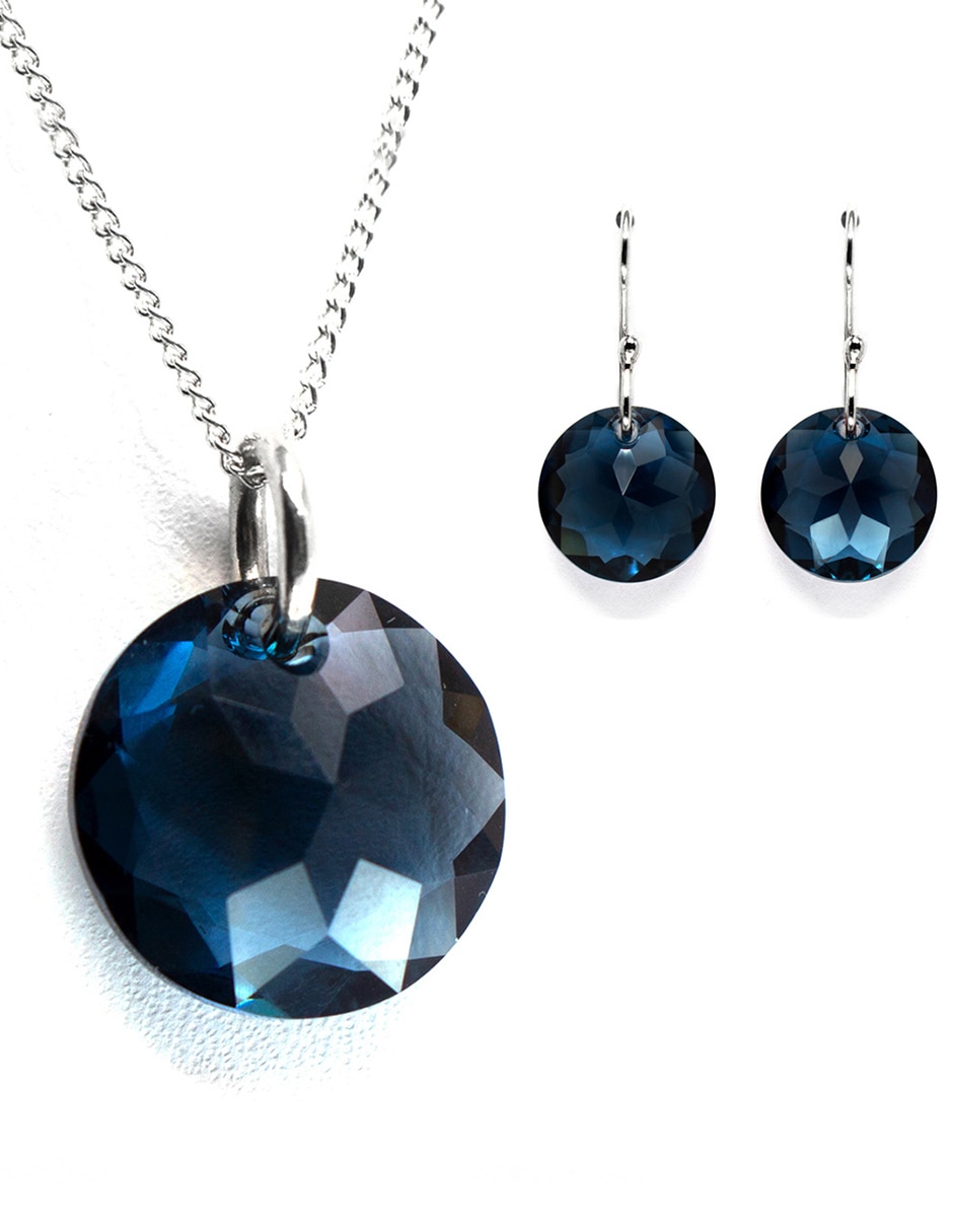 Aretes y collar p 925 cristal