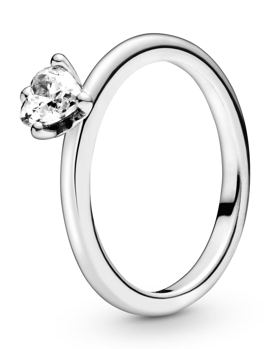 Anillo de corazón P 925 de plata circonita pavé