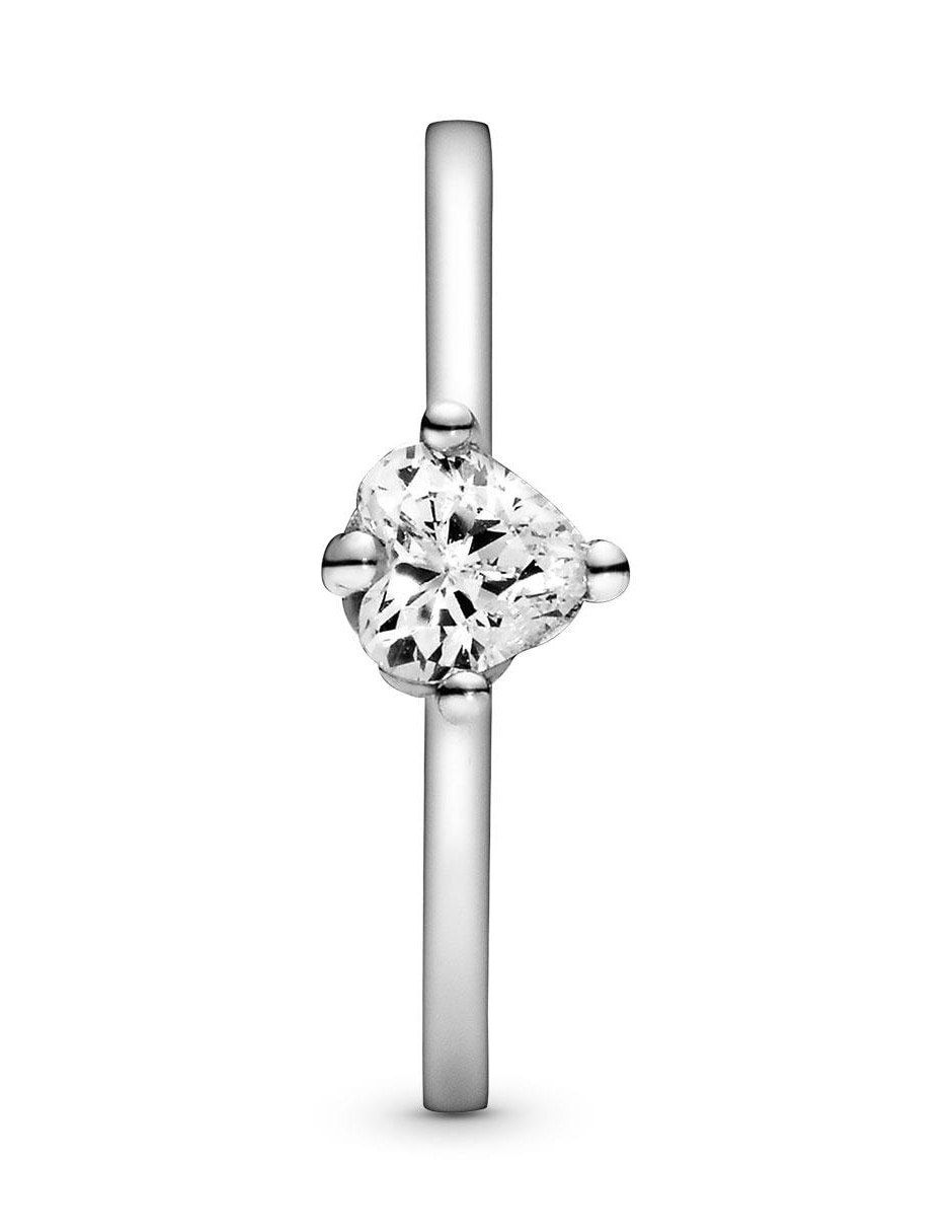 Anillo de corazón P 925 de plata circonita pavé