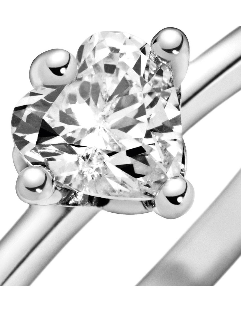 Anillo de corazón P 925 de plata circonita pavé
