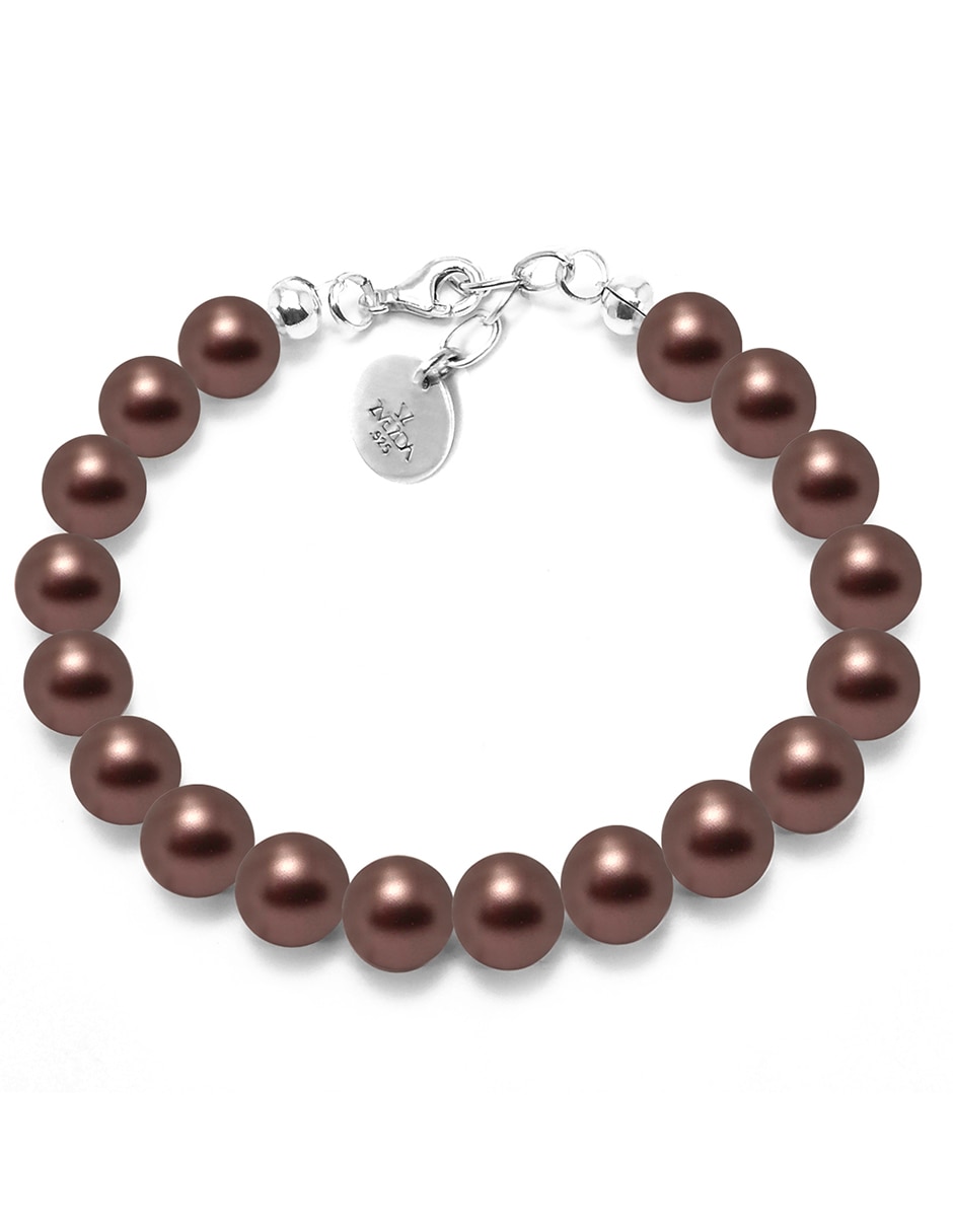 Pulsera de plata con perla con acabado brillante Pulsera de plata con perla con acabado brillante
