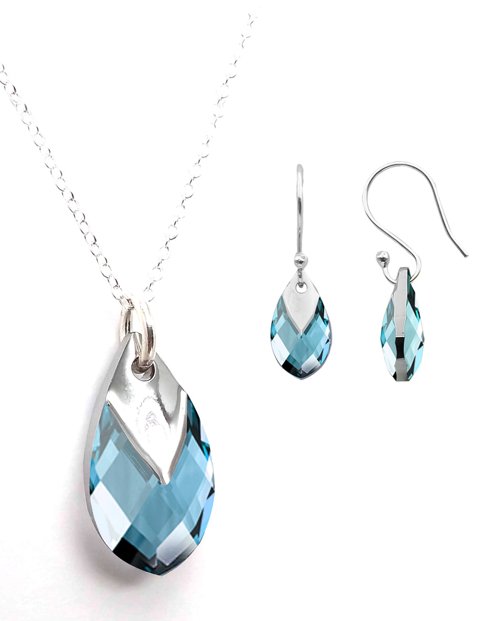 Aretes y collar p 925 cristal