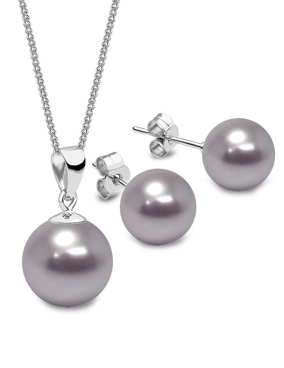 Aretes y collar p 925 perla Aretes y collar p 925 perla