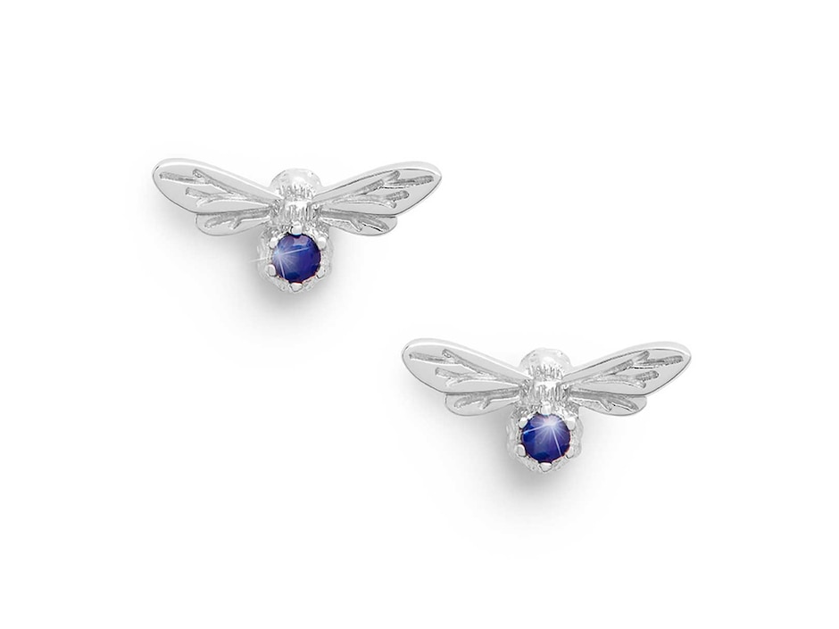 Aretes de abeja de plata con acabado pavé cristal 3
