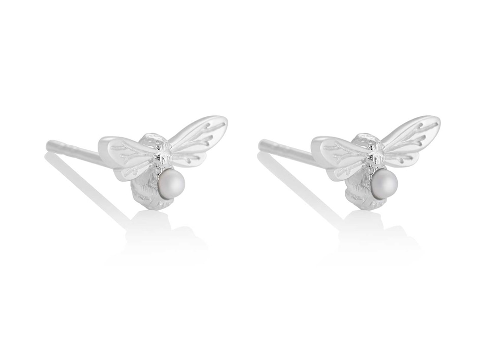 Aretes de abeja de plata con acabado brillante