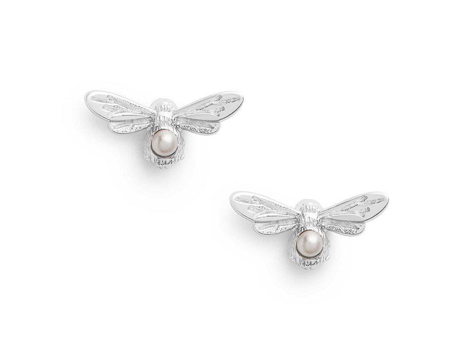 Aretes de abeja de plata con acabado brillante 3