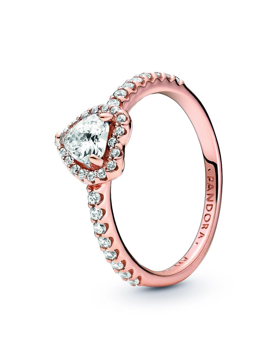 Anillo de corazón P 925 de plata diamante pavé