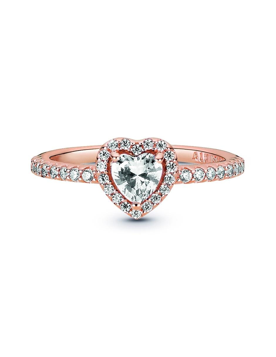 Anillo de corazón P 925 de plata diamante pavé 5